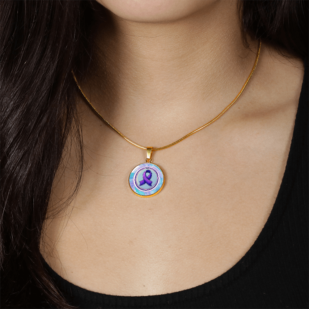 Purple Watercolor Ribbon Pendant Necklace for Epilepsy Awareness