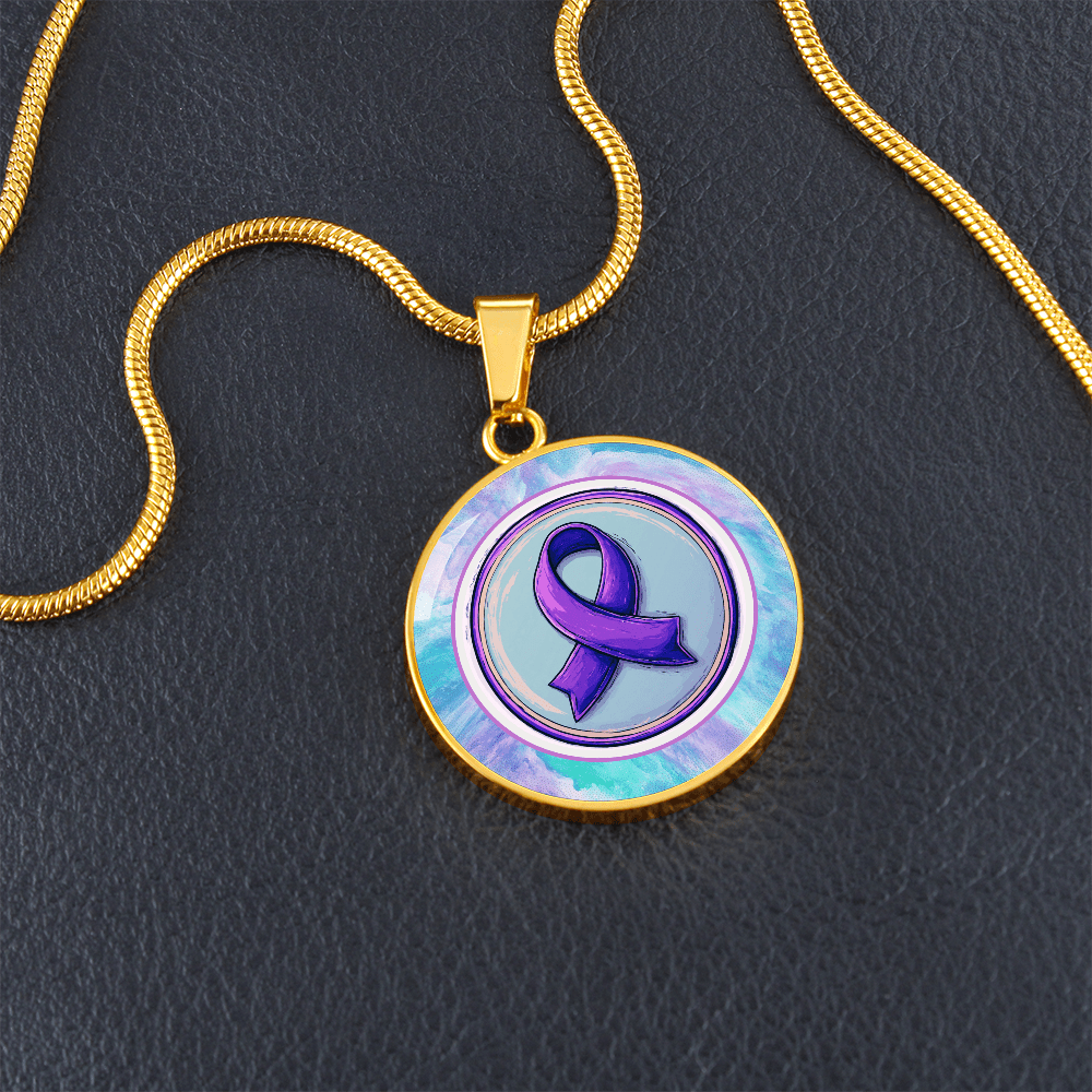 Purple Watercolor Ribbon Pendant Necklace for Epilepsy Awareness