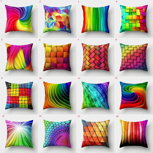 Rainbow Pillowcase Colorful Pillow Covers Cushion Cover Rainbow Throw Pillow Case Cushion Covers Abstract Swirl Rainbow Blue Green Red Bright Colors Wave Blend Throw Pillow Covers