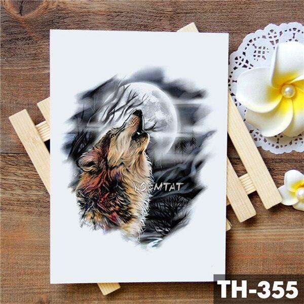 Realistic 3D Wolf Moon Temporary Tattoo Sticker Waterproof Stylish Body New Luxury Animal Tattoo For Men Women