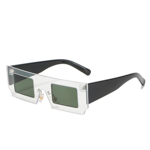 Rectangle Sunglasses for Women Retro Trendy Fashion Glasses Oval Lenses Narrow Thin Square Frame with UV400 Protection Decent Contrast Color Slice Box Style Glasses In Ocean Color  Sunglasses For Men & Women