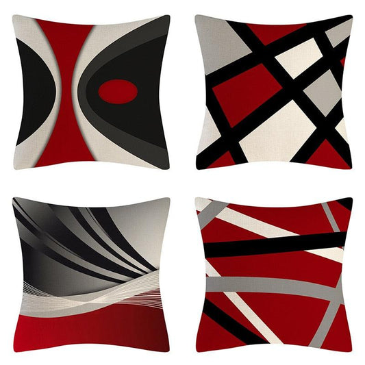Red Abstract Cushion Cover Geometric Pillow Cases Sofa Decorative Modern Abstract Painting Pillow Case Beautiful Cushion Covers  Fashion Pillowcase Pillow Cover