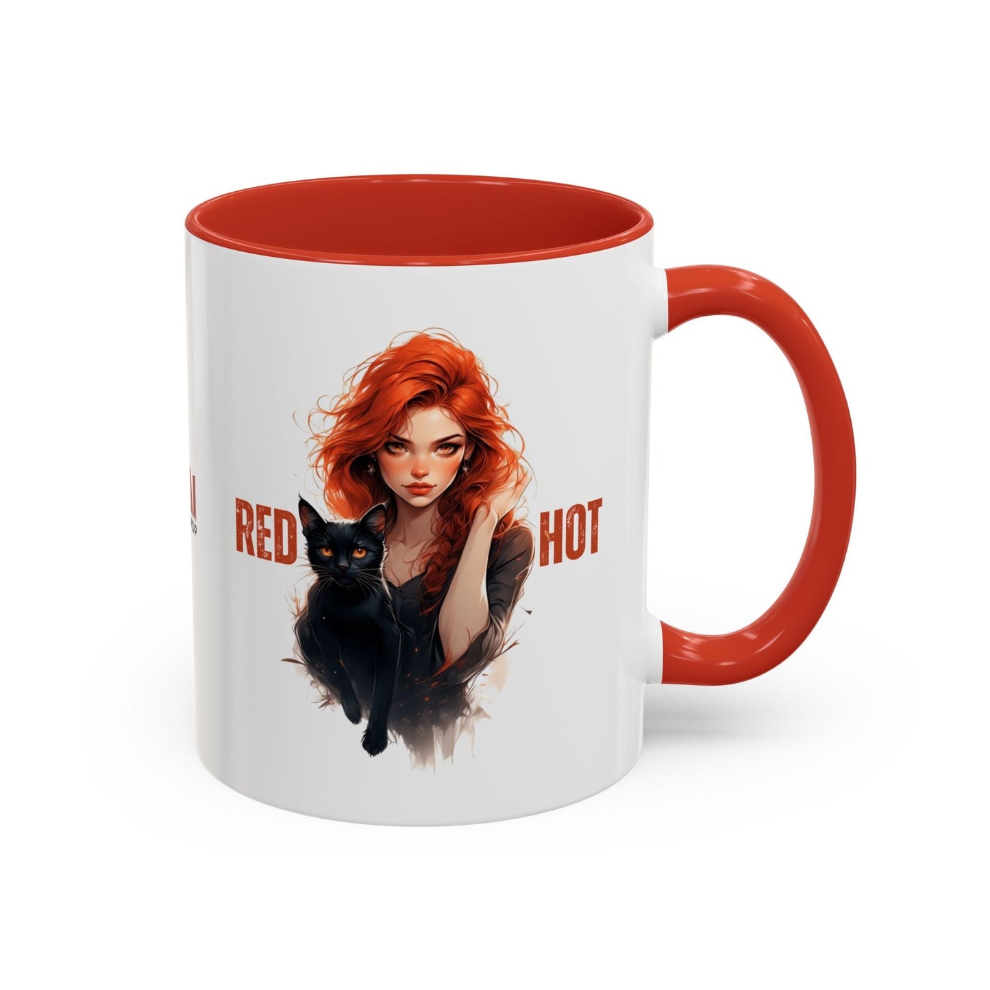 Artistic Cat Red Hot Coffee Mug with Unique Design