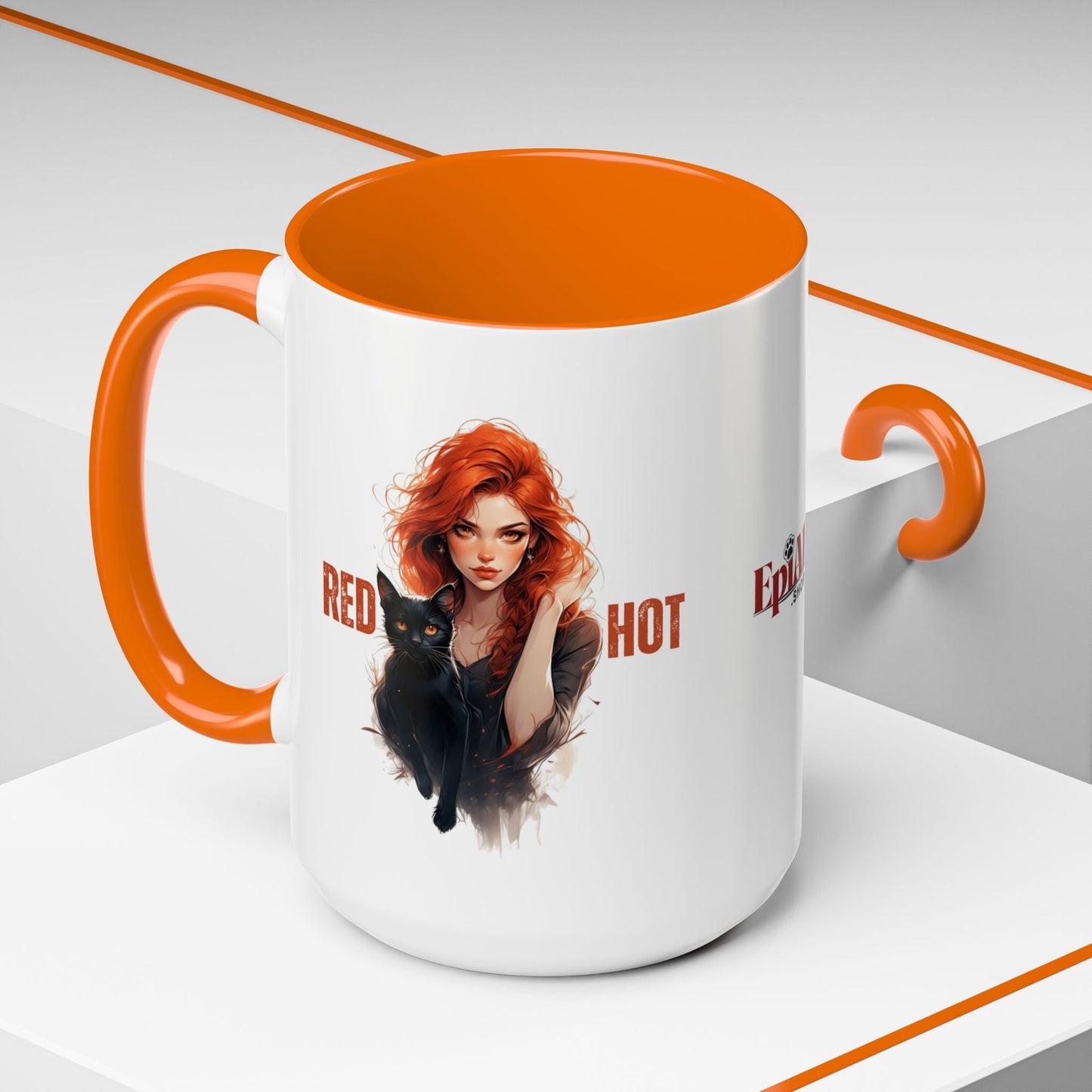 Artistic Cat Red Hot Coffee Mug with Unique Design