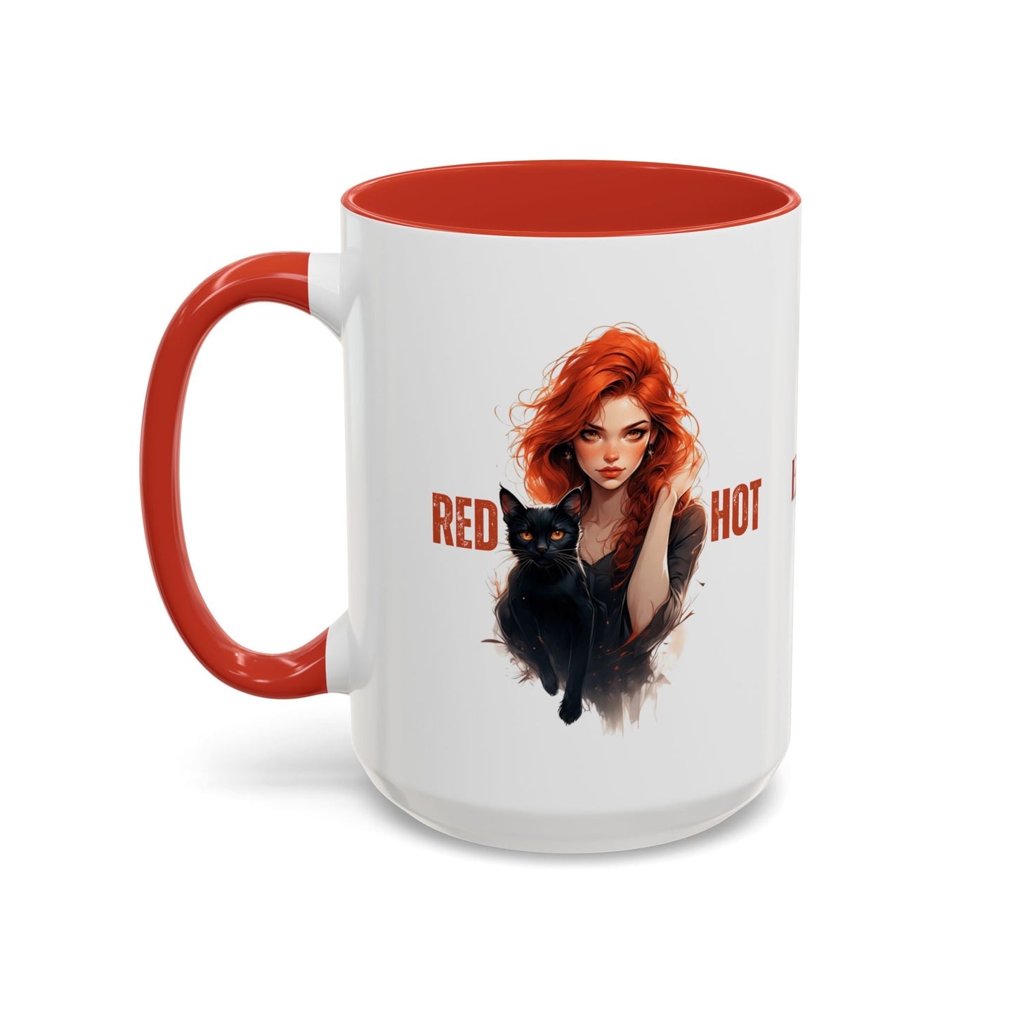 Artistic Cat Red Hot Coffee Mug with Unique Design