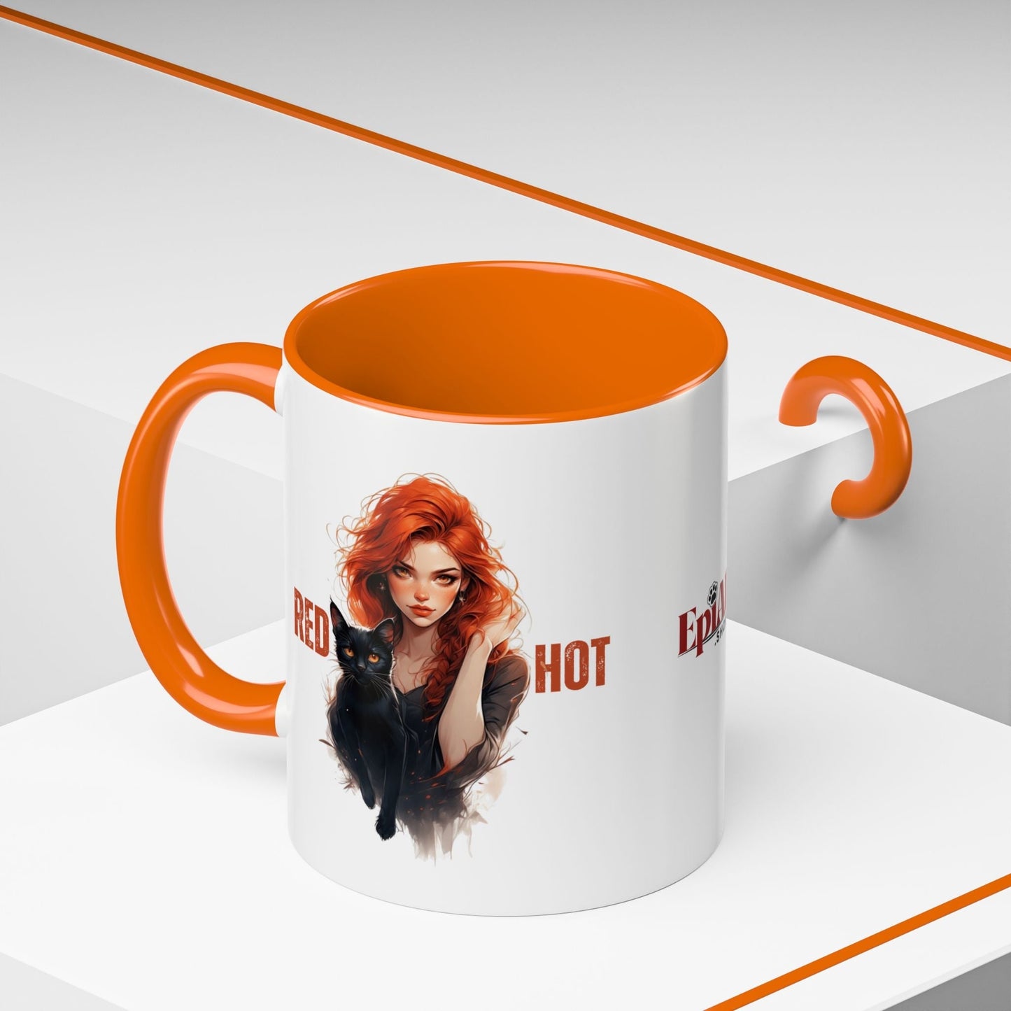 Artistic Cat Red Hot Coffee Mug with Unique Design