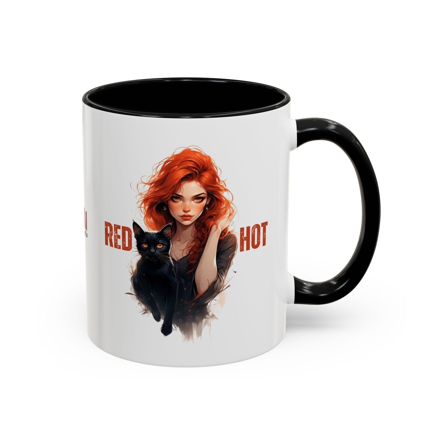Artistic Cat Red Hot Coffee Mug with Unique Design