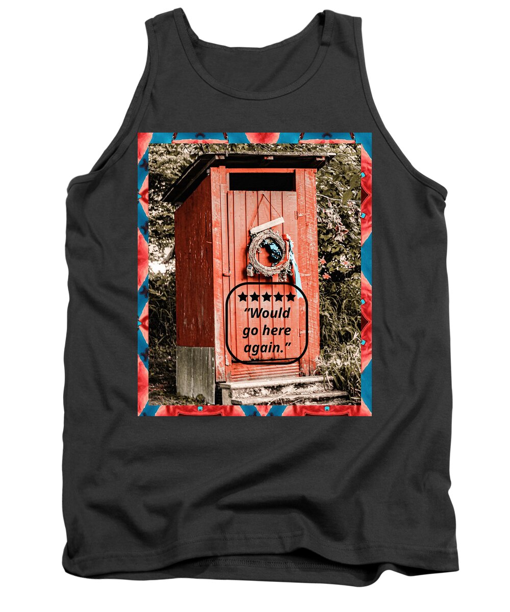5 Star Rated Rustic Outhouse with Wreath - Tank Top