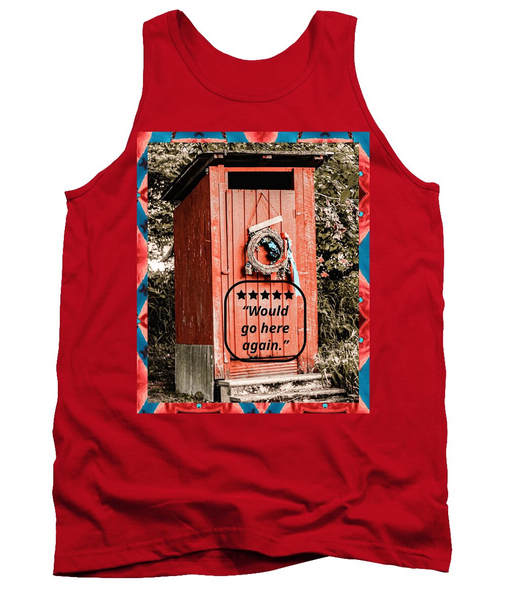 5 Star Rated Rustic Outhouse with Wreath - Tank Top