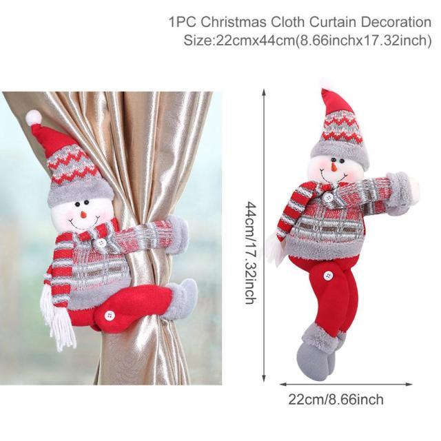 Santa Claus Elk Christmas Curtain Decor Merry Christmas Decor For Home Christmas Ornaments Gift Curtain Tieback Santa Curtain Buckle Tieback Curtain Holder Fastener Doll Wine Bottle Topper for Home Window Decorations