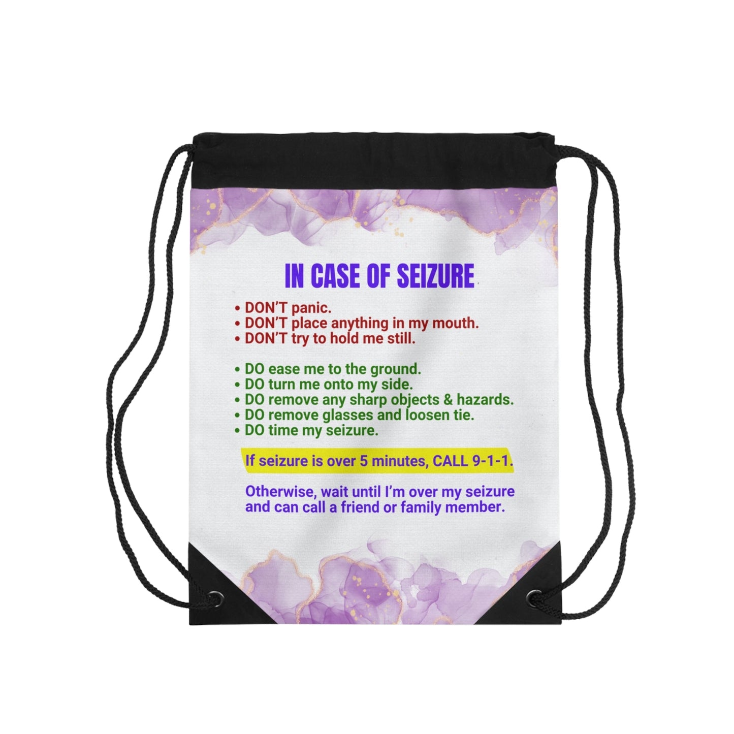 Seizure First Aid Drawstring Bag