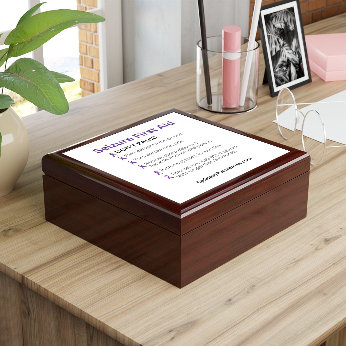Seizure First Aid Jewelry Box – Epilepsy Awareness Keepsake Box