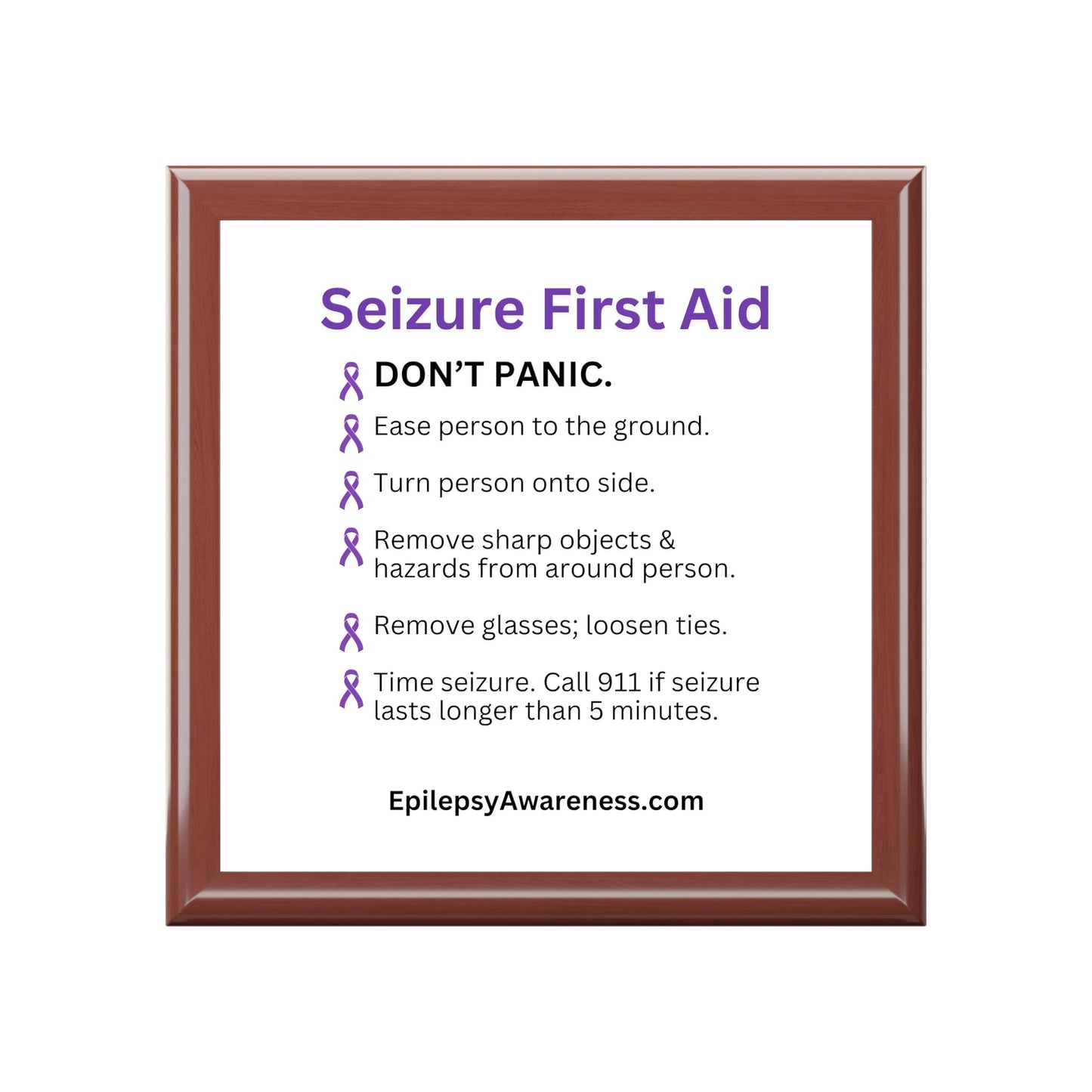 Seizure First Aid Jewelry Box – Epilepsy Awareness Keepsake Box