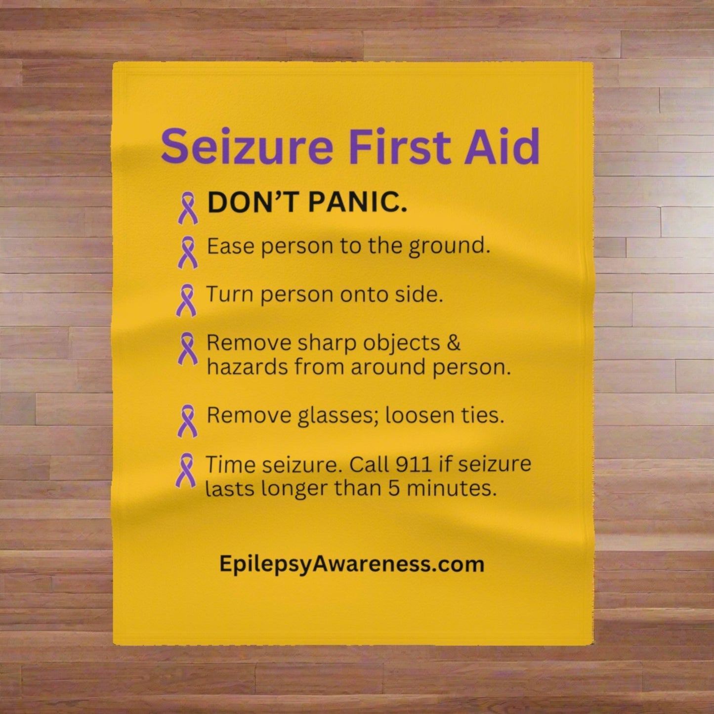 Seizure First Aid Awareness Fleece Blanket – Epilepsy Safety Guide Throw