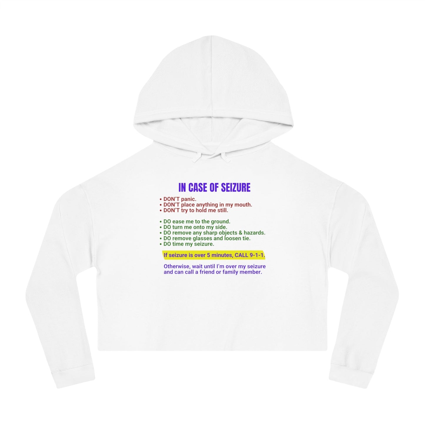 Seizure First Aid Women’s Cropped Hooded Sweatshirt