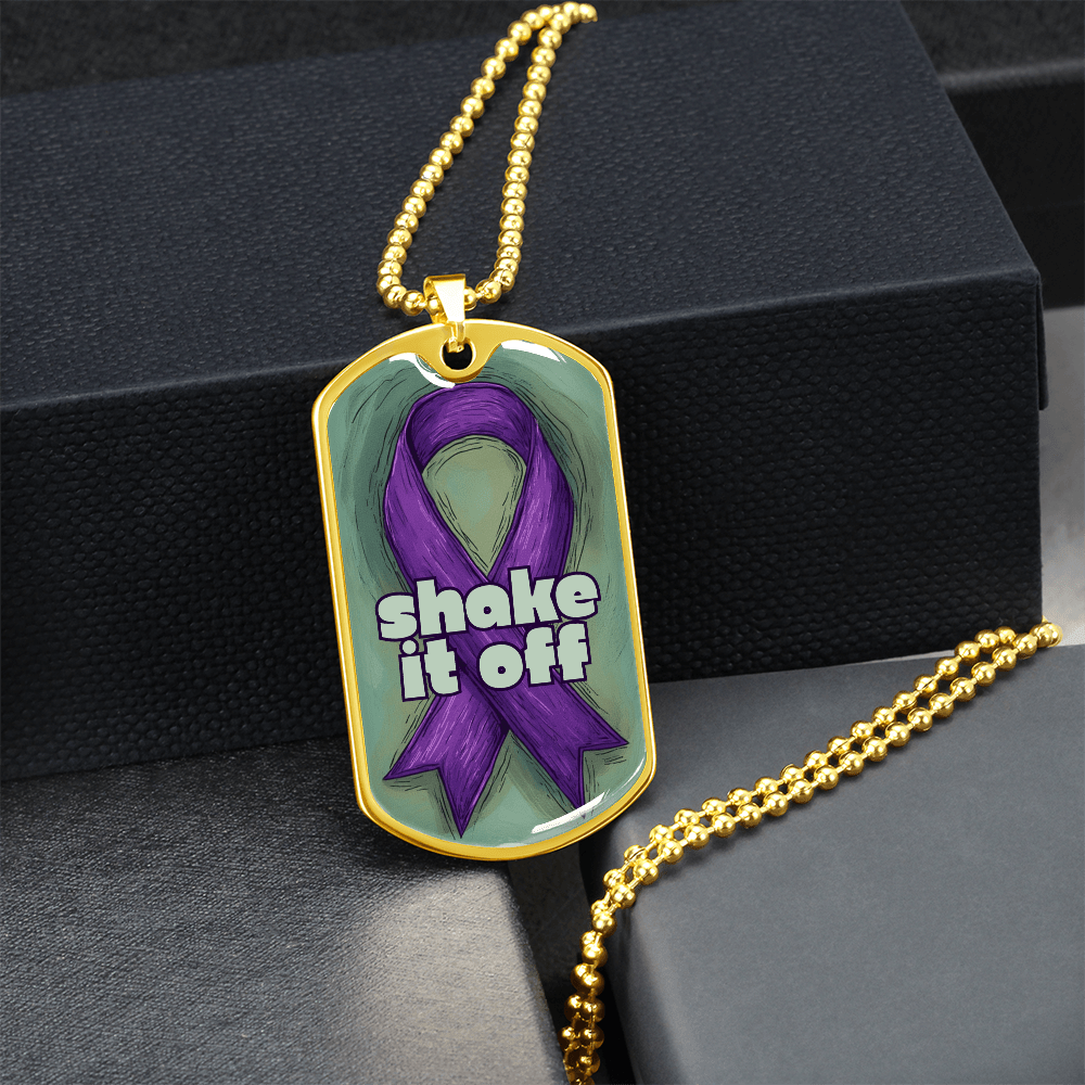 Shake It Off Dog Tag Necklace for Epilepsy Awareness