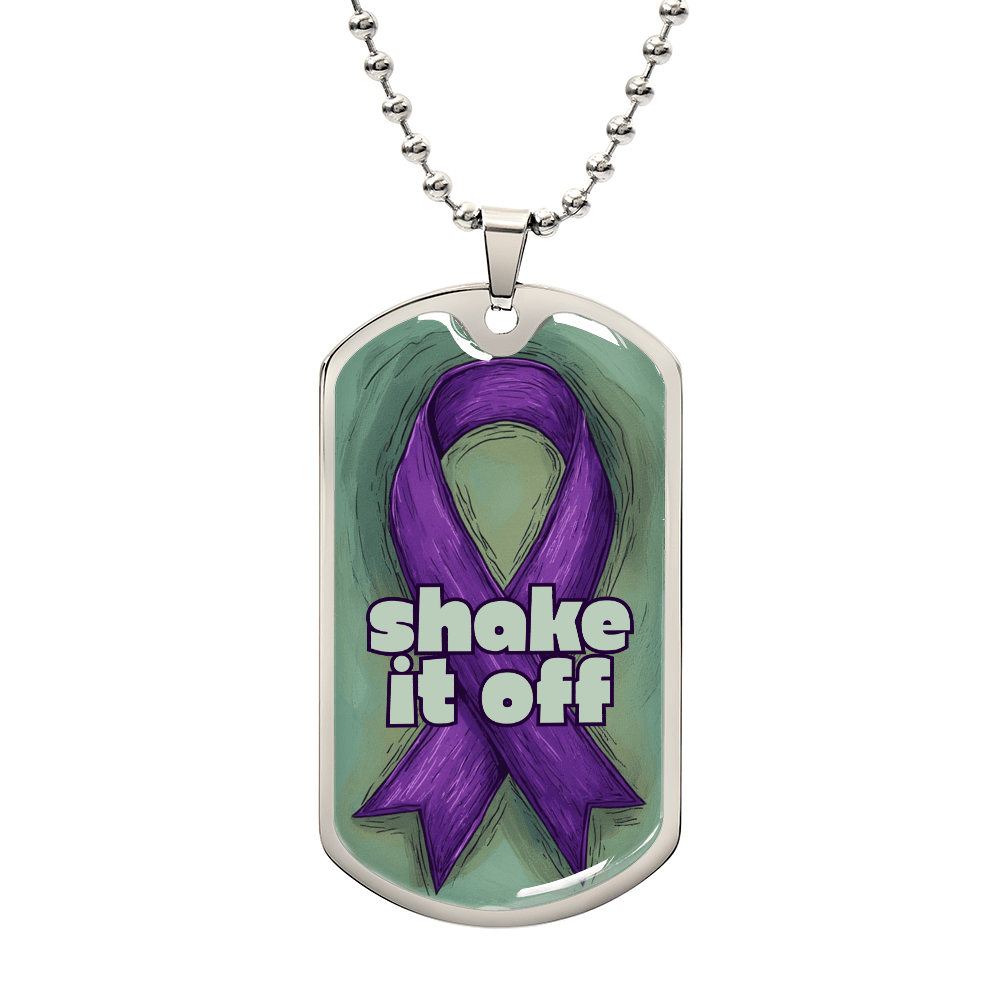 Shake It Off Dog Tag Necklace for Epilepsy Awareness
