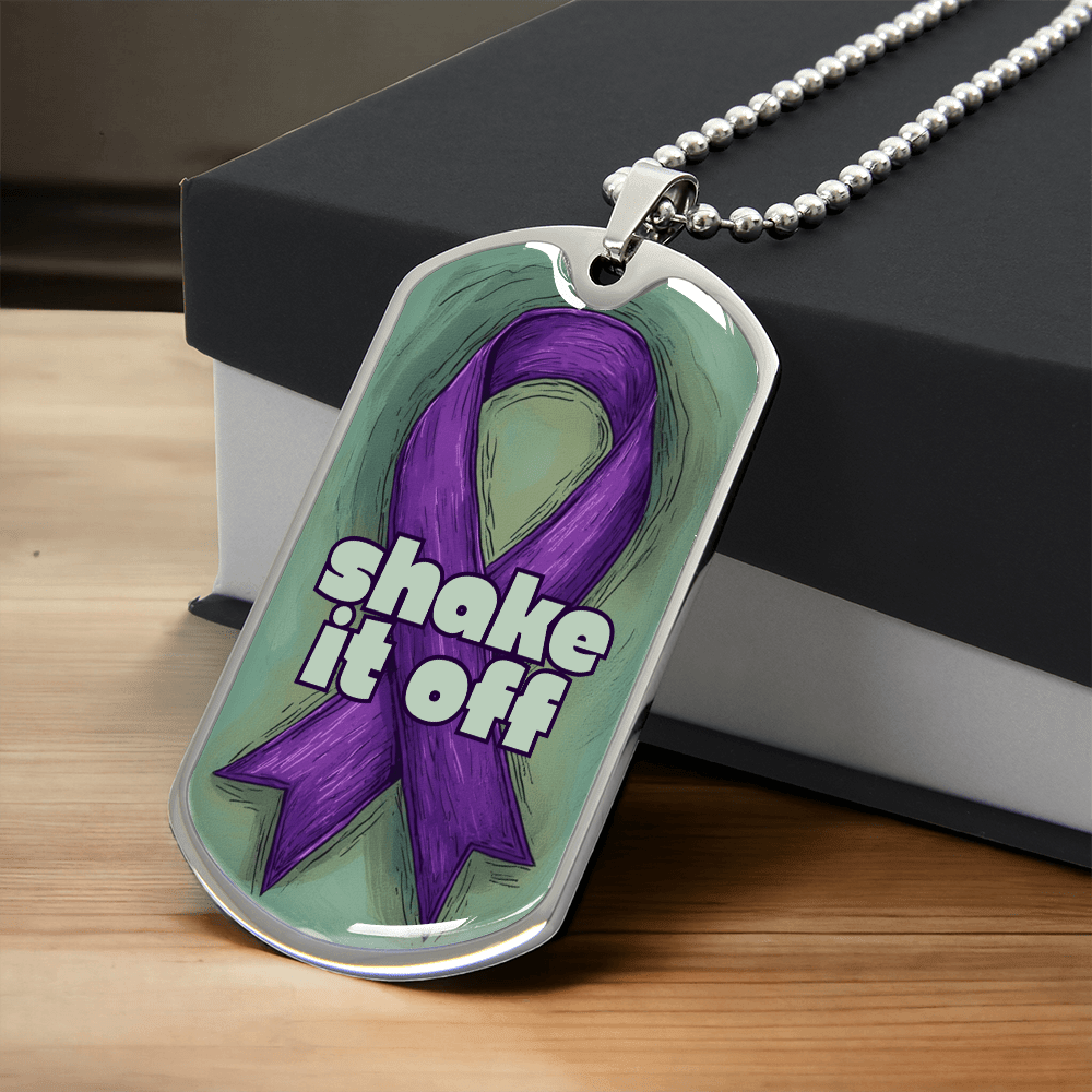Shake It Off Dog Tag Necklace for Epilepsy Awareness