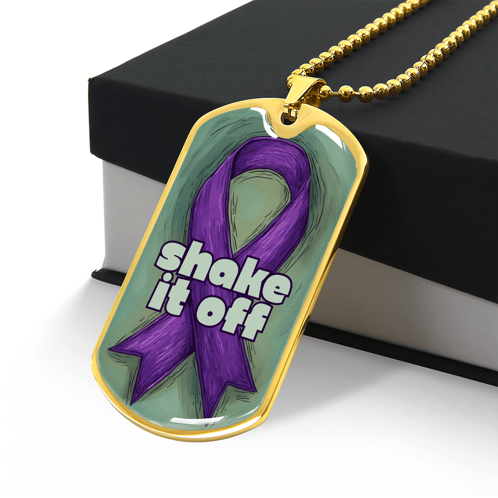 Shake It Off Dog Tag Necklace for Epilepsy Awareness
