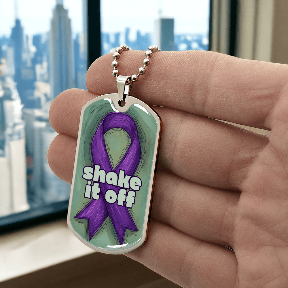 Shake It Off Dog Tag Necklace for Epilepsy Awareness