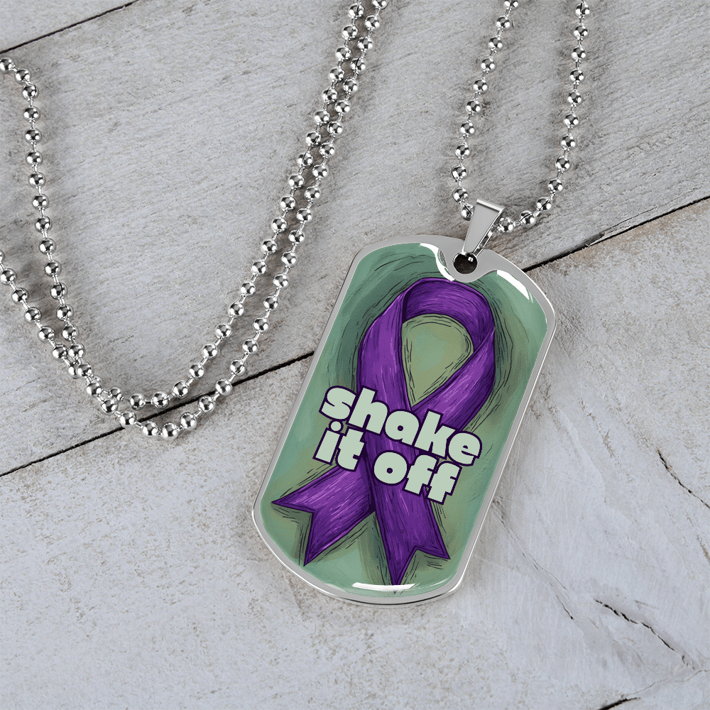 Shake It Off Dog Tag Necklace for Epilepsy Awareness
