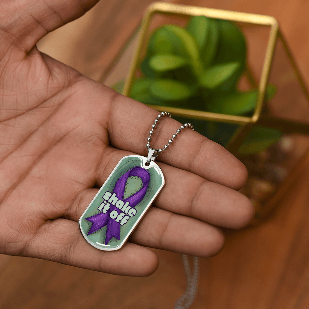 Shake It Off Dog Tag Necklace for Epilepsy Awareness