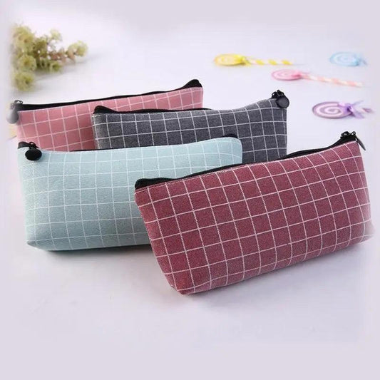 Simple Striped Color Design Pencil Cases For Students Retro Large Capacity Stationery School Pouch