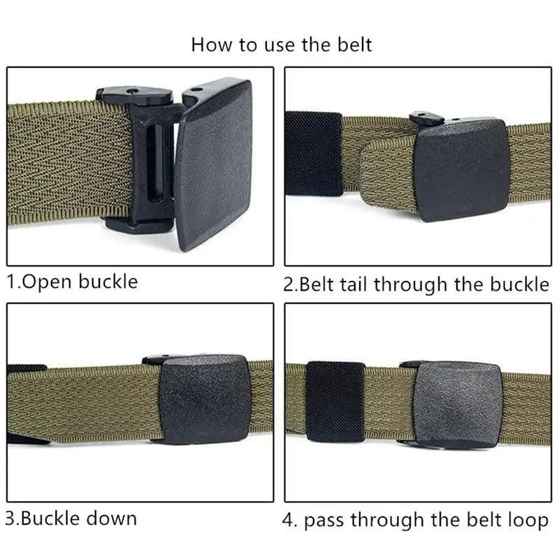 Simple Unisex Waistbands Retro Adjustable One Size Cotton Strap Metal Buckle 116cm Belts For Men