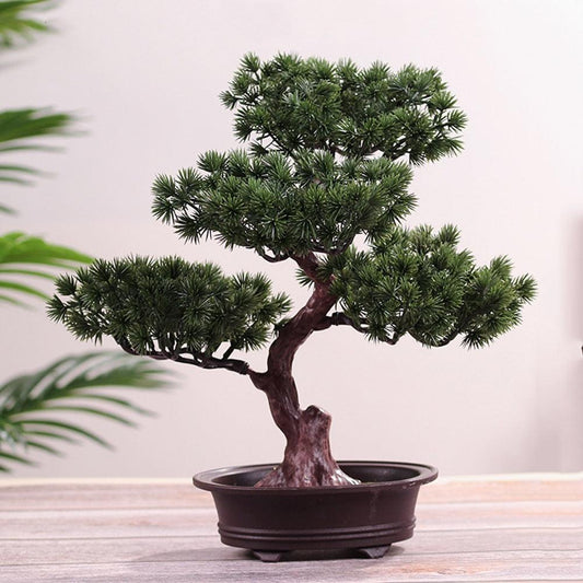 Simulation Lifelike Simple Potted Decor Artificial Bonsai Pine Tree Decorative Bonsai Ornaments Fake Gift Artificial Accessories Fake Flowers Arrangements for Home Decoration