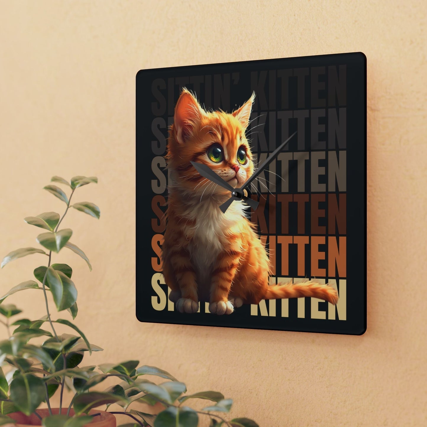 Sittin' Kitten Acrylic Wall Clock