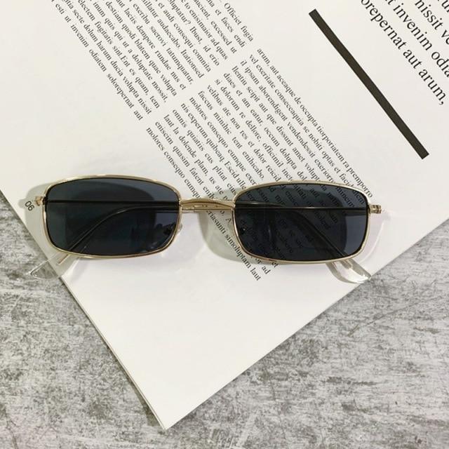 Slender Square Sunglasses Retro Metal Frame Square Sunglasses  Small Vintage & Retro Style Sunglasses Shades Of Rectangle Sunglasses For Women Classic Vintage & Metal Square Frame Sun Glasses Eyewear For Men & Women