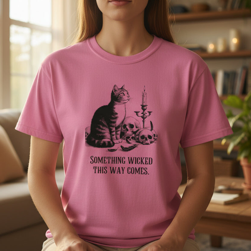 Something Wicked This Way Comes Cat Shirt – Gothic Cat Unisex Ultra Cotton Tee