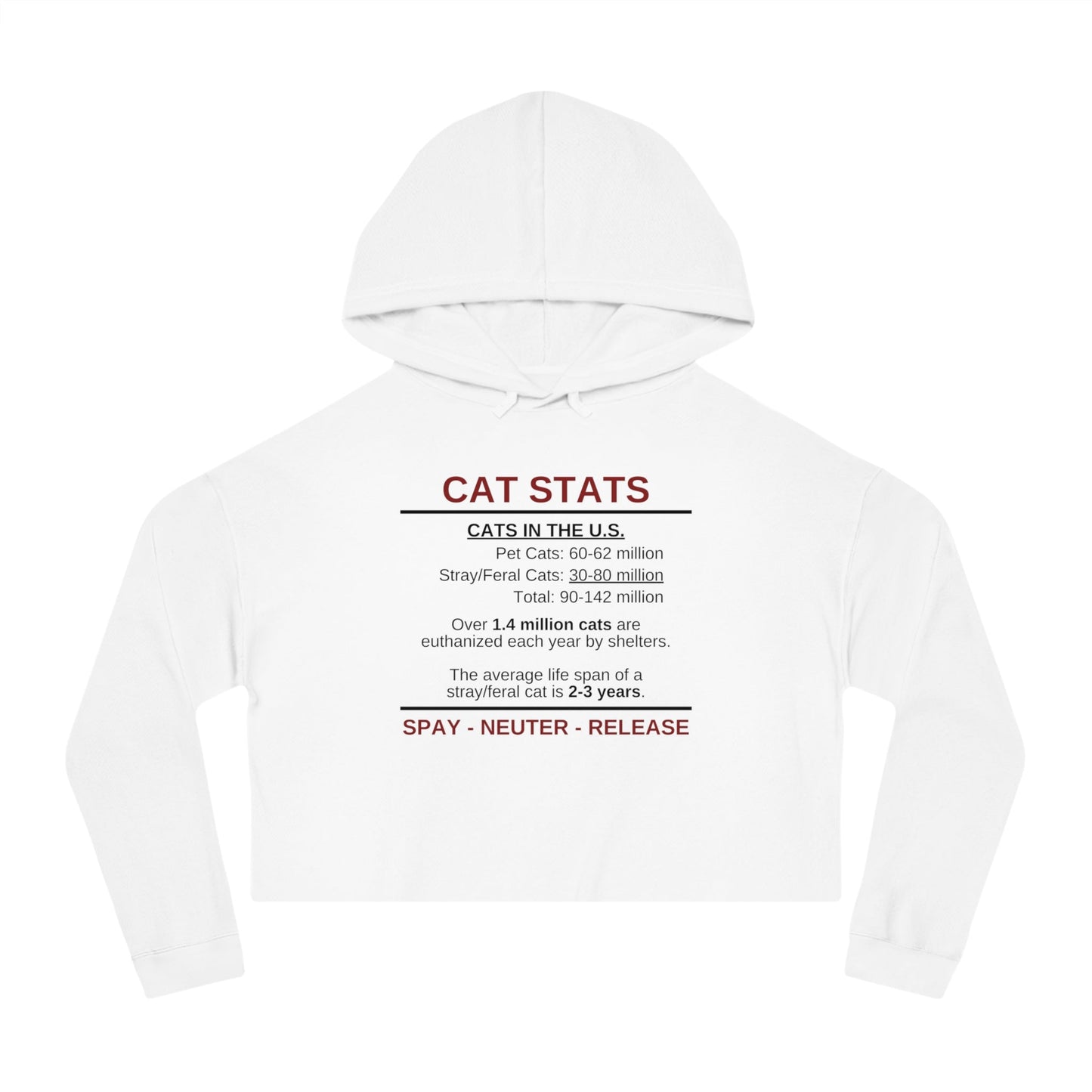 Spay Neuter Release Women's Cropped Hooded Sweatshirt