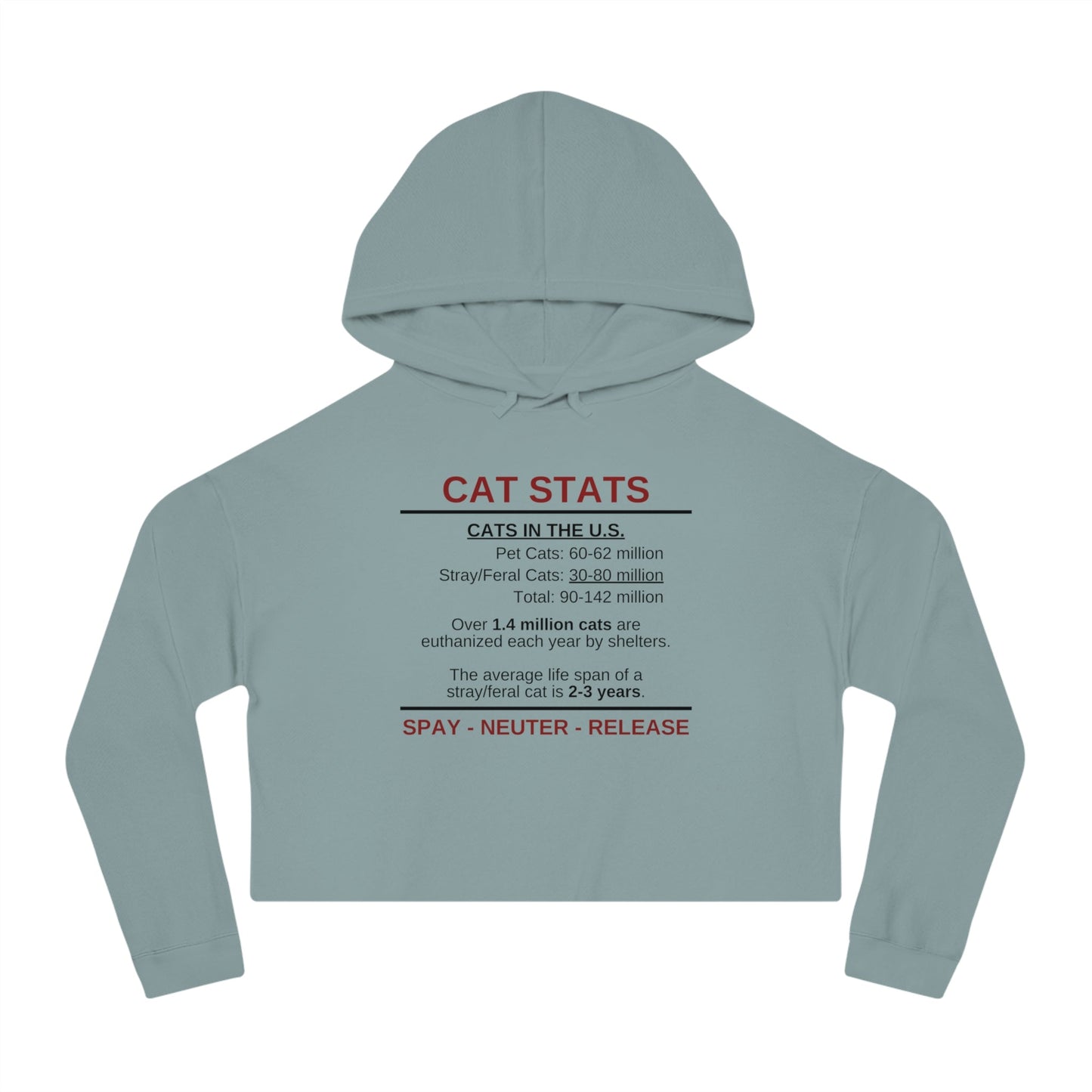 Spay Neuter Release Women's Cropped Hooded Sweatshirt