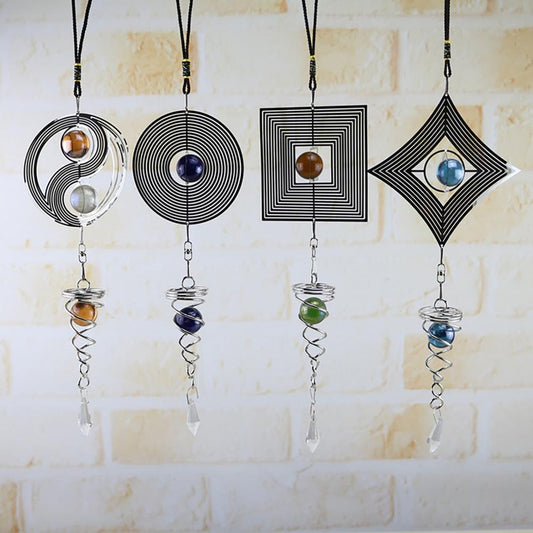 Spiral Rotating Wind Chimes Windows Metal Spiral Tail Stainless Steel Spin Decor For Indoor Outdoor Spinner Wind Chime Decoration Christmas Spinner Crystal Wind Chime