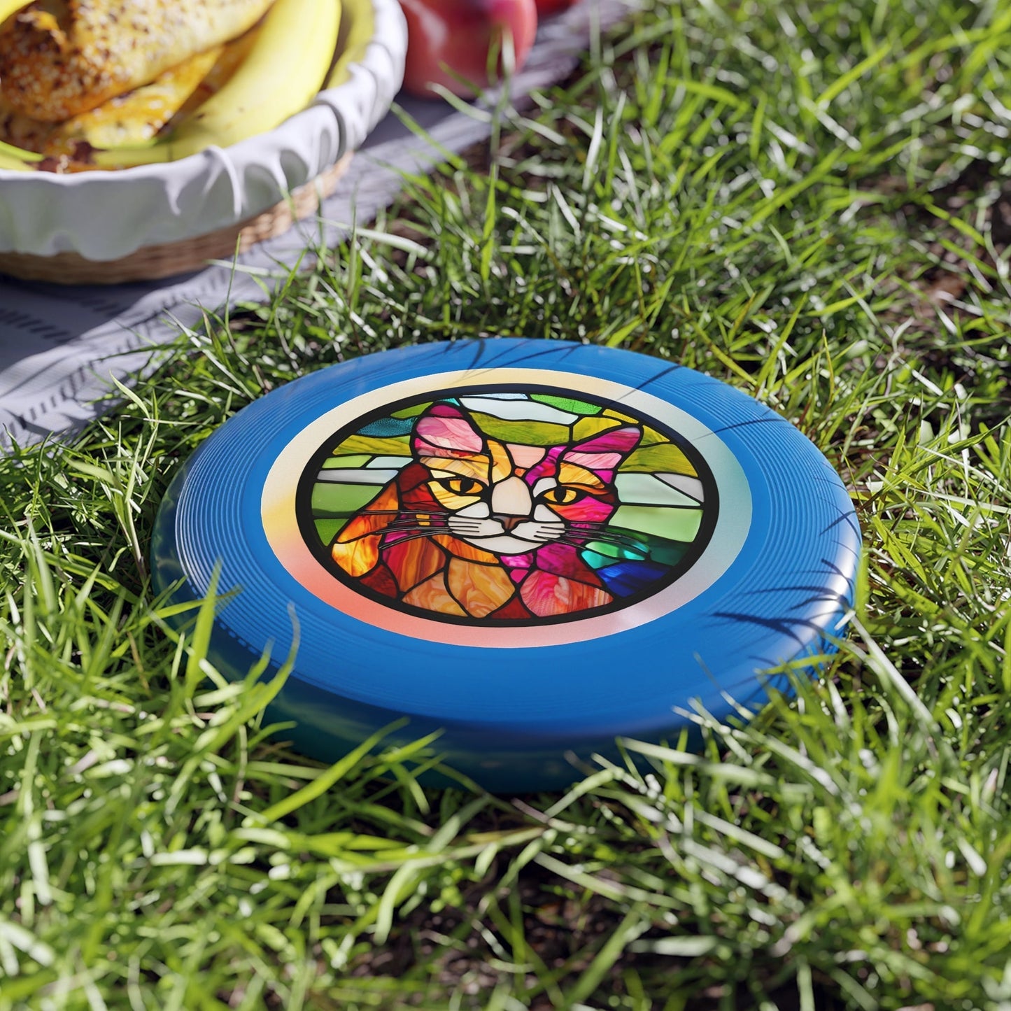 Stained Glass Cat Flying Disc - Colorful Outdoor Fun for Cat Lovers