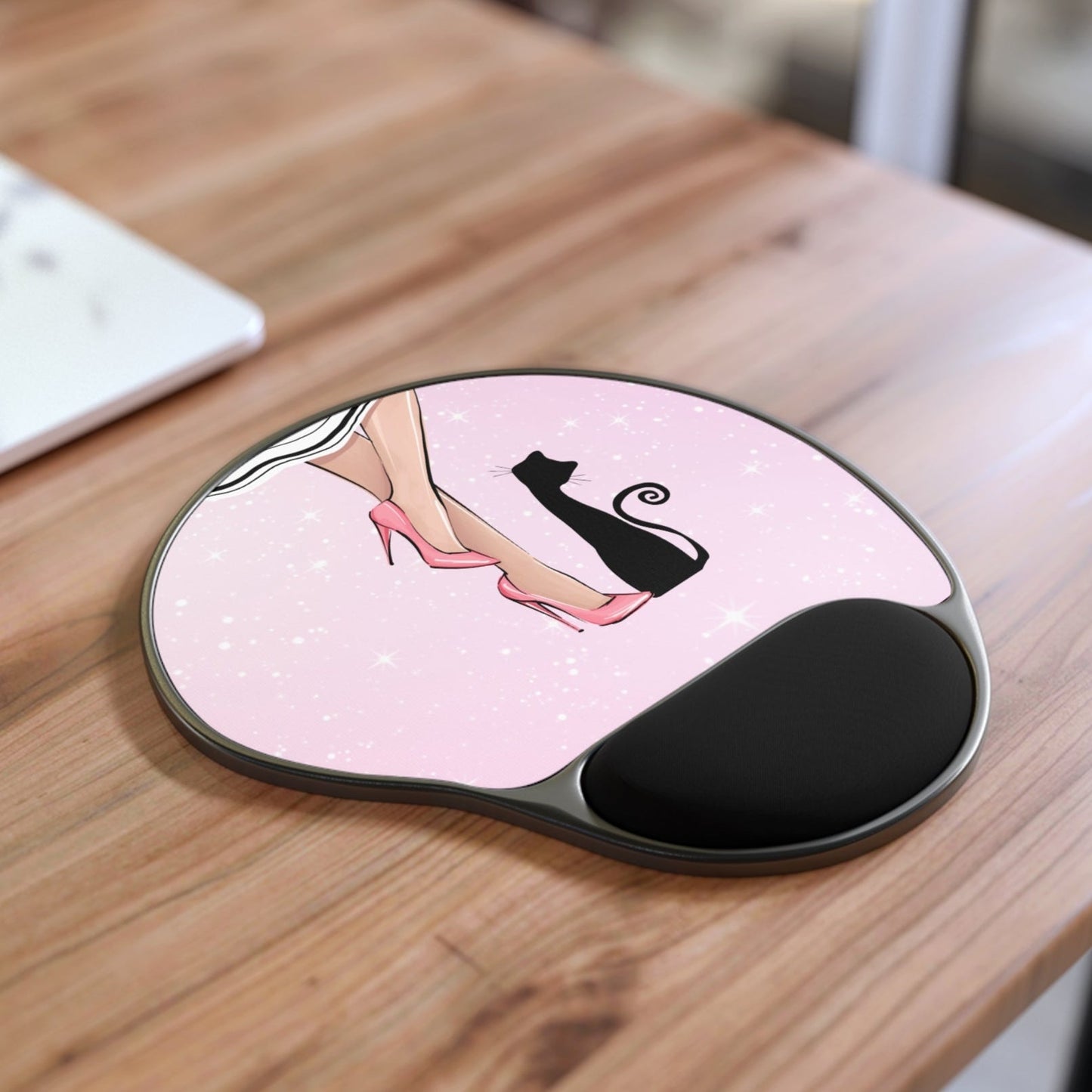 Stylish Cat Lady Mouse Pad with Wrist Rest for Ultimate Comfort