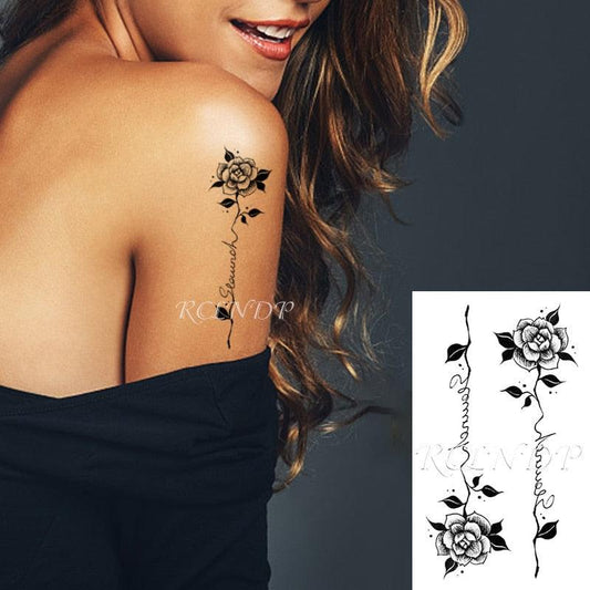 Temporary Tattoos Stickers for Women Muti-Colored Waterproof Roses Tattoo Sticker Black Small Flash Tatoo For  Mens Womens