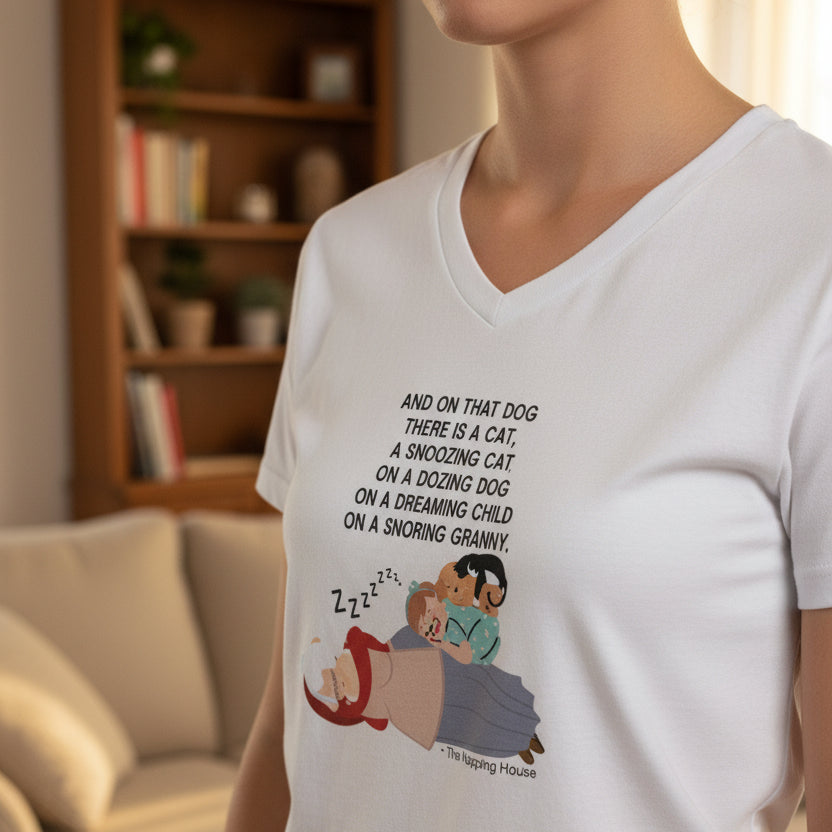 Sleep Chain Reaction — Cozy Chaos V-Neck Tee