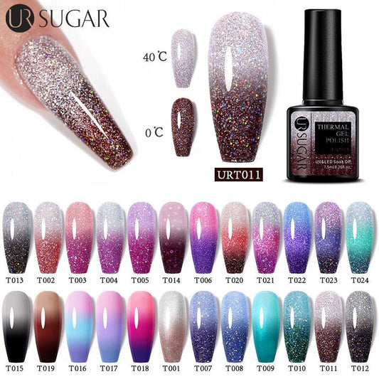 Thermal Shiny Nail Polish Change Color Effect Gel UV Semi Permanent Stylish Three Layer Effect For Womens