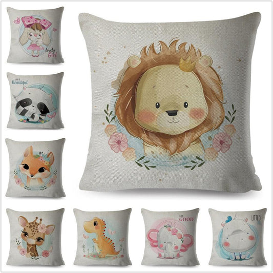 Throw Pillow Cover Animal Decor Deer Dinosaur Unicorn Rabbit Pillowcase For Home Decor Cushion Cover Kids Cartoon Decorative Pillow Covers Cute Colorful Animal Outdoor Cushion Cases for Children Room Sofa Couch 45x45cm