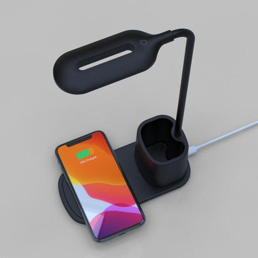 Touch Dimmable LED Desk Lamp 10W Wireless Charging/USB  Charging Table Light for Children Kids Reading Study Bedside Bedroom Decorative Table Lamp Cute Study Lamps for Bedroom Décor