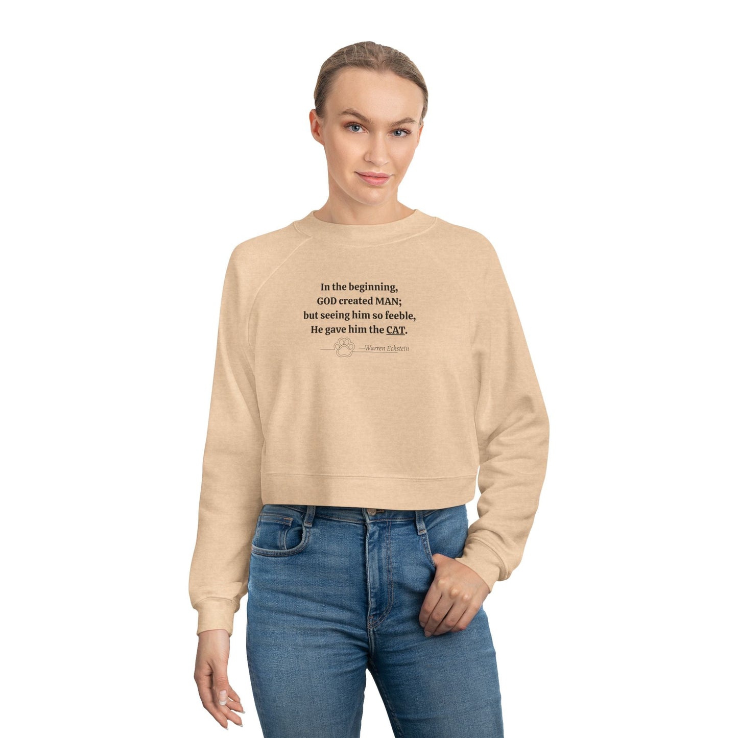 God Created Cats Trendy Cropped Fleece Pullover