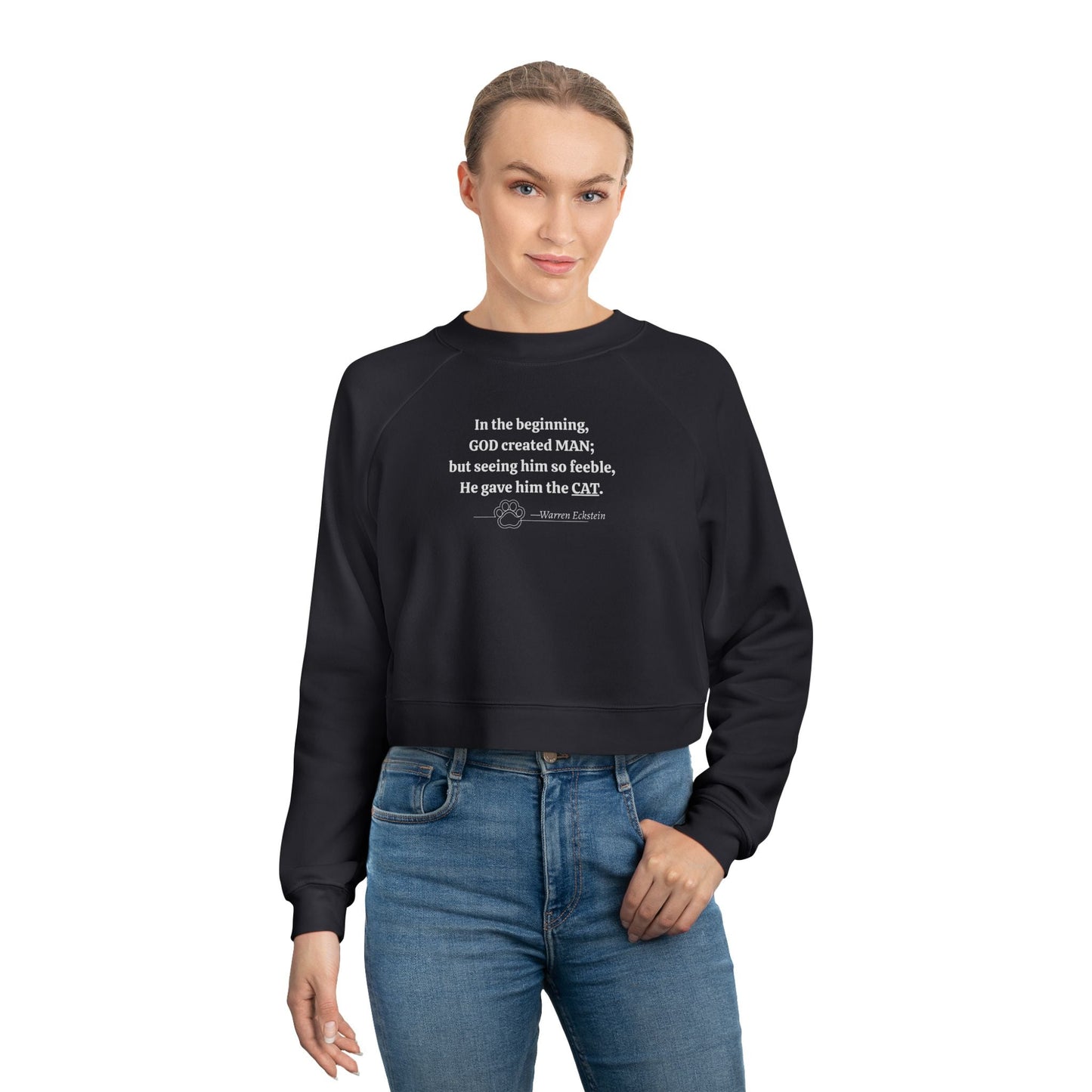 God Created Cats Trendy Cropped Fleece Pullover