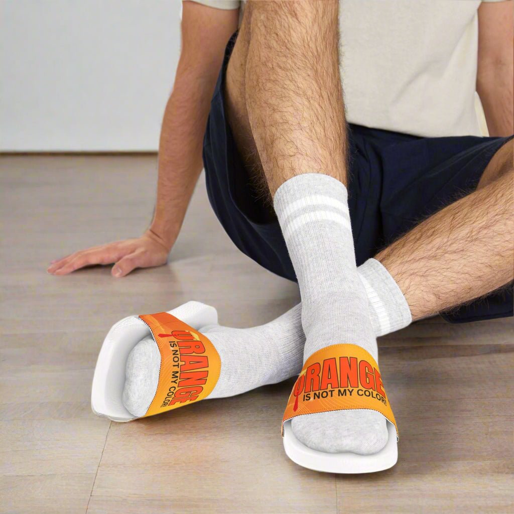 Orange Is Not My Color Sandals | Funny Men’s Slide Sandals