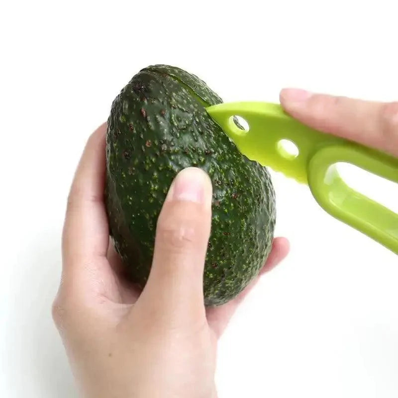 Unique Design 3 In 1 Avocado Slicer Shea Corer Butter Fruit Peeler Cutter Pulp Separator Plastic Knife Kitchen Vegetable Tools Kitchen Gadgets
