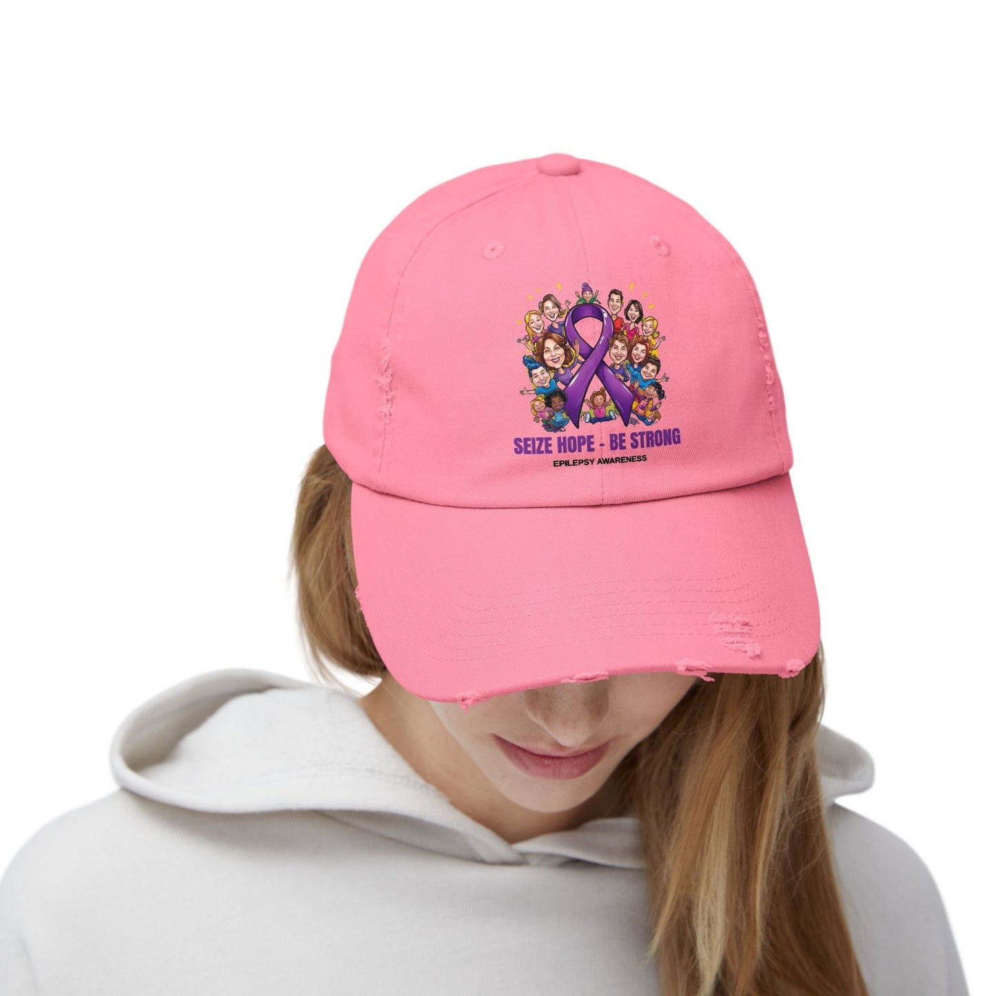 Unisex Distressed Cap - Seize Hope Be Strong - Epilepsy Awareness
