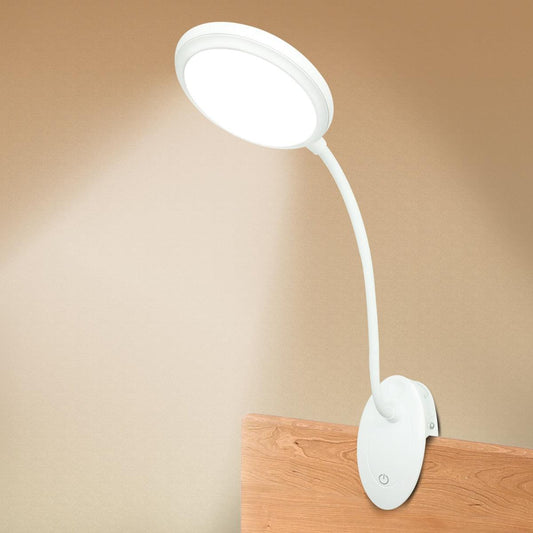 USB Rechargeable Led Clamp Desk Lamp Gooseneck Touch Dimming Clip On Reading Light For Book Bed and Computer 3 Color Modes Decorative Table Lamp Cute Study Lamps for Bedroom Décor