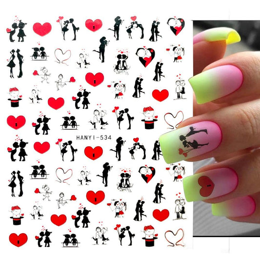 Valentines Love Letter Flower 3d Sliders for Nails Inscriptions Nail Art Decoration Water Sticker Tips Accessories Nail Sequins Laser Heart Nail Supplies Sparkle Nail Accessories Star Accessories Heart Nail Art Manicure Slider Stickers Glitter Decals