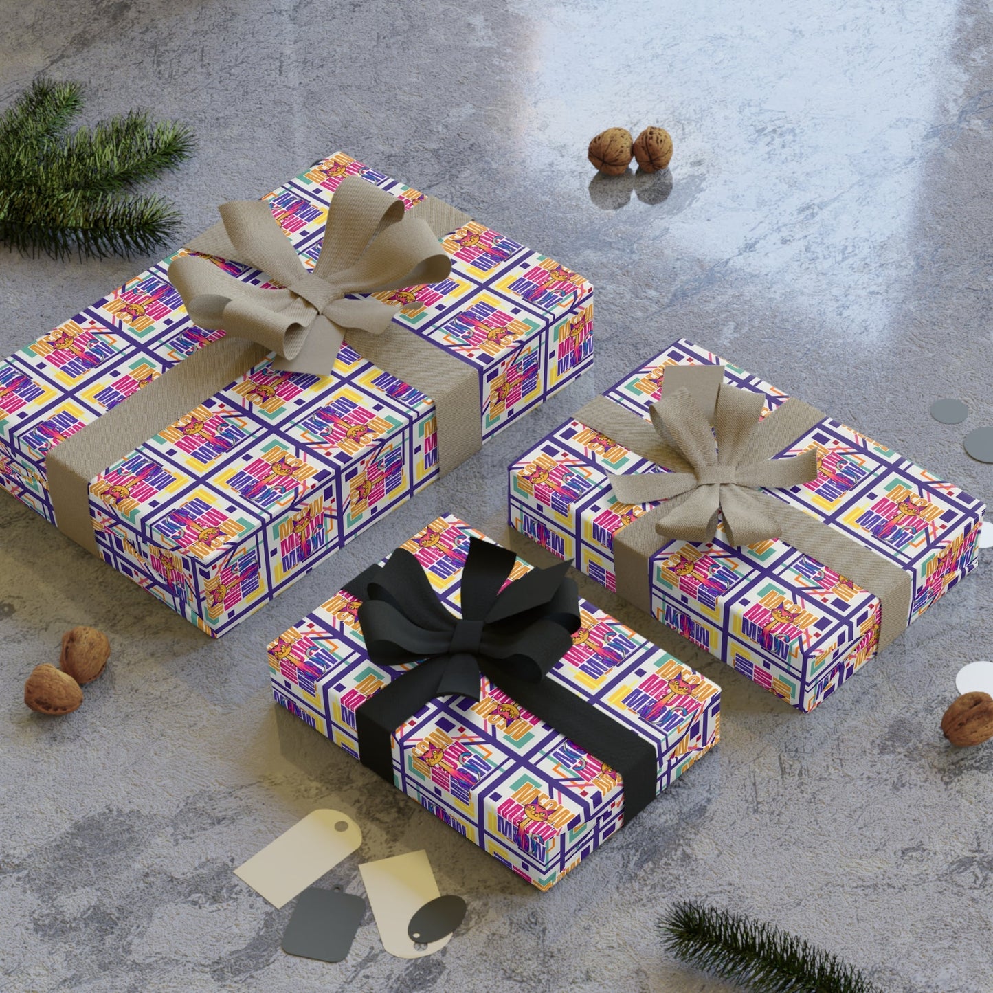 Vibrant Meow Meow Meow Gift Wrap for Every Occasion
